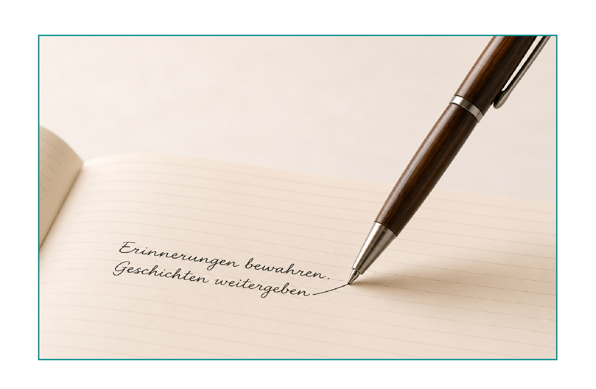 Stift auf einer beschriebenen Buchseite